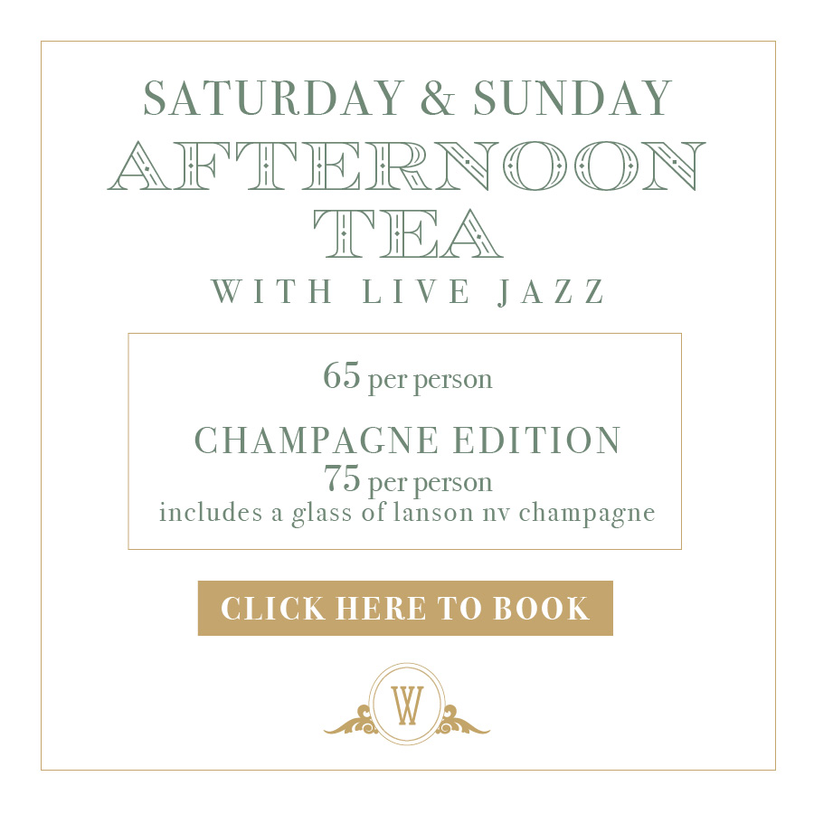 SATURDAY & SUNDAY AFTERNOON TEA with LIVE JAZZ, 65 per person, 75 per person for the champagne edition that includes a glass of lanson nv champagne, click here to book